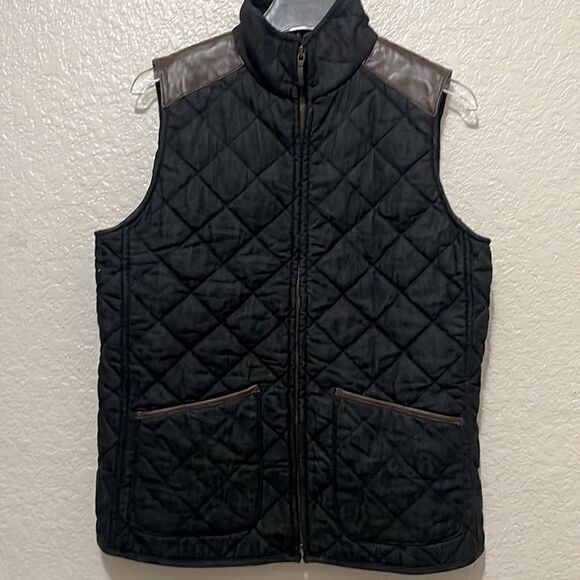 Lauren Jeans Company Western Quilted Denim Vest With Leather Trim Size Medium - Picture 1 of 8